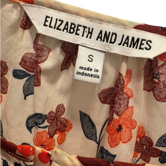 Elizabeth and James Floral Boho Cotton Blouse Smocked Top S - Picture 8 of 10